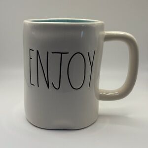 Rae Dunn Cream Mug with Black Text